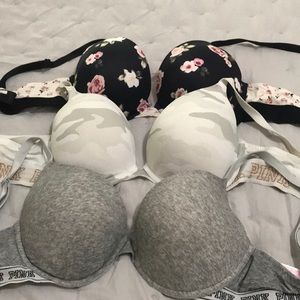 3 Pink VS Everywhere pushup bra